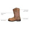 image:imageCarhartt Mens Heritage WP 11 Steel Toe Wellington  100 Leather AbrasionResistant Safety Toe amp Cushioned PU Comfort Waterproof Electrical Hazard ProtectionBison Brown Oil Tan