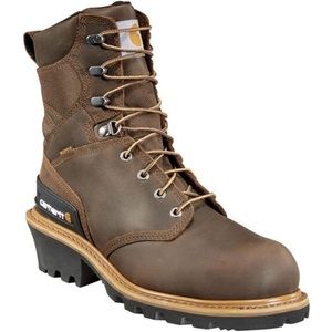 image:imageCarhartt 8 Waterproof Leather Logger Boot  Composite Toe Work Boots for Men with Goodyear Welt SlipResistant Outsole EH RatedCrazy Horse Brown Oil Tanned  Insulated