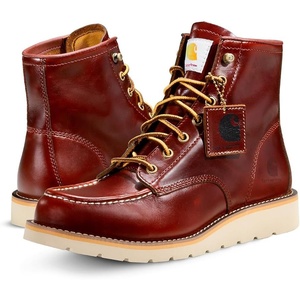 image:imageCarhartt Mens 6 Inch Moc Toe Wedge Work Boots Soft Toe  Premium nubuck leather upper offers lasting durability for everyday workRed Brown