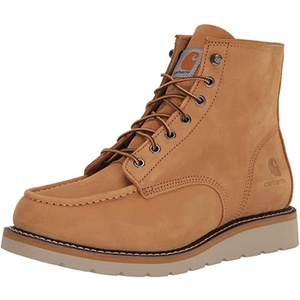 image:imageCarhartt Mens 6 Inch Moc Toe Wedge Work Boots Soft Toe  Premium nubuck leather upper offers lasting durability for everyday workWheat