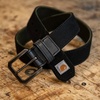 image:imageCarhartt Mens Casual Rugged Canvas Duck Belt WAntique Brass Buckle and Contrast Curdoroy BackingBlack