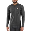 image:imageCarhartt Mens Force Midweight SyntheticMerino Wool Blend Base Layer QuarterZip Pocket TopBlack Heather