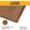 image:imageCarhartt Mens Full Grain Saddle Leather Wallets RFID Blocking Bifold Trifold and Front Pocket Options Gifts for MenCarhartt Brown Trifold