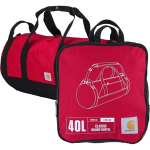 image:imageCarhartt Classic Round Duffel with Utility Pouch HeavyDuty WaterResistant Packable Gear Bag for Jobsite Gym and TravelIndustry Red