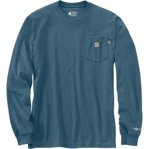 image:imageCarhartt Mens 106800 Flame Resistant Force Loose Fit LongSleeve Lightweight EStorm Blue