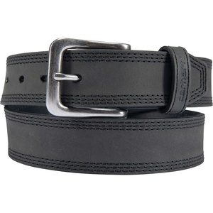 image:imageCarhartt Mens Casual Top Grain Saddle Leather Triple Stitch BeltBlack W Brushed Nickel Finish