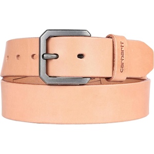 image:imageCarhartt Mens Durable Full Grain Saddle Leather Classic Belts WRugged Antique Nickel HardwareLt Natural