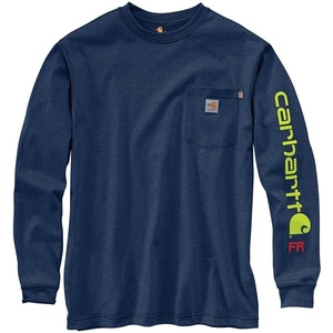 image:imageCarhartt Mens FR Force Irvine Loose LS Logo TShirtDark Blue Heather