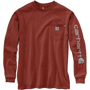 image:imageCarhartt Mens FR Force Irvine Loose LS Logo TShirtRed Brown Heather