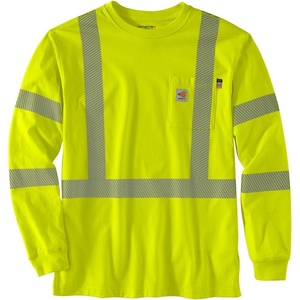 image:imageCarhartt Mens FR HV Force Loose LS Class 3 TShirtBrite Lime
