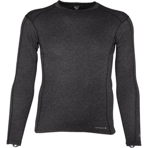 image:imageCarhartt Mens Force Midweight SyntheticMerino Wool Blend Base Layer Crewneck Pocket TopDark Black Heather