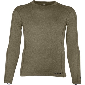 image:imageCarhartt Mens Force Midweight SyntheticMerino Wool Blend Base Layer Crewneck Pocket TopDeep Burnt Olive