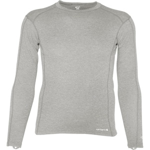 image:imageCarhartt Mens Force Midweight SyntheticMerino Wool Blend Base Layer Crewneck Pocket TopGrey Heather