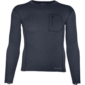 image:imageCarhartt Mens Force Midweight SyntheticMerino Wool Blend Base Layer Crewneck Pocket TopNavy Heather