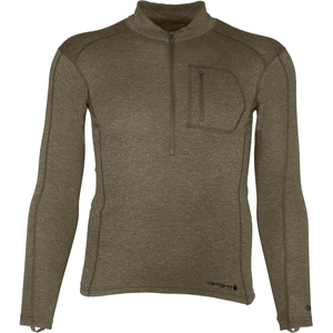 image:imageCarhartt Mens Force Midweight SyntheticMerino Wool Blend Base Layer QuarterZip Pocket TopBurnt Olive Heather