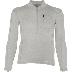 image:imageCarhartt Mens Force Midweight SyntheticMerino Wool Blend Base Layer QuarterZip Pocket TopGrey Heather