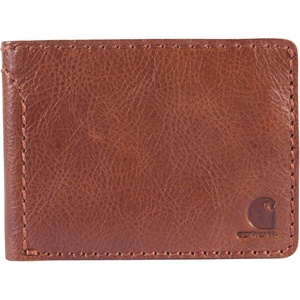 image:imageCarhartt Mens Full Grain Patina Leather Wallets Bifold and Front Pocket OptionsBrown Bifold
