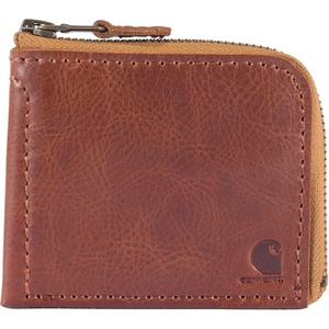 image:imageCarhartt Mens Full Grain Patina Leather Wallets Bifold and Front Pocket OptionsBrown Zipper