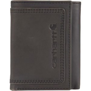 image:imageCarhartt Mens Leather Triple Stitch Wallet Durable FullGrain Leather Bifold Trifold amp Rodeo Styles Gifts for MenBlack Trifold