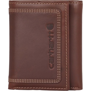image:imageCarhartt Mens Leather Triple Stitch Wallet Durable FullGrain Leather Bifold Trifold amp Rodeo Styles Gifts for MenBrown Trifold