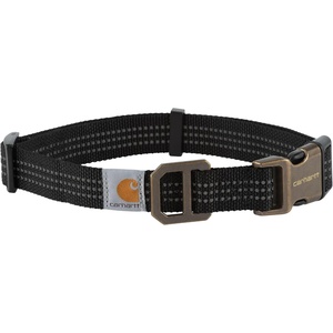 image:imageCarhartt Nylon Duck Blanket Stripe Dog Collar BrownStripe M  Pet Fully Adjustable Webbing Collars for Dogs Reflective Stitching for VisibilityBlack Nylon Webbing