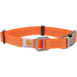 image:imageCarhartt Nylon Duck Blanket Stripe Dog Collar BrownStripe M  Pet Fully Adjustable Webbing Collars for Dogs Reflective Stitching for VisibilityHunter Orange Nylon Webbing