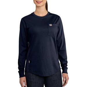 image:imageCarhartt Womens Flame Resistant Force Relaxed Fit Midweight LongSleeve Pocket TShirtDark Navy