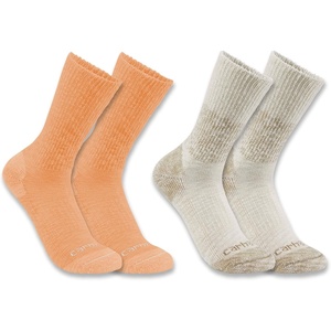 image:imageCarhartt Womens Midweight Cotton Blend Crew Sock 2 Pack  Stretch top helps relieve pressure on the legAssorted 01