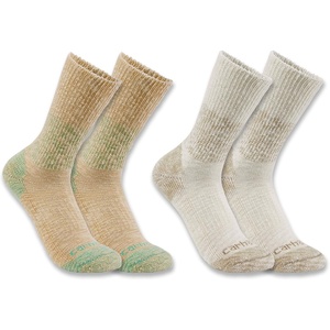 image:imageCarhartt Womens Midweight Cotton Blend Crew Sock 2 Pack  Stretch top helps relieve pressure on the legAssorted 02