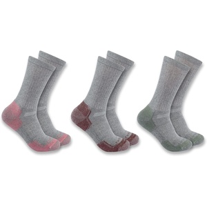 image:imageCarhartt Womens Midweight Cotton Blend Crew Sock 3 PackGrey Assorted
