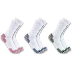 image:imageCarhartt Womens Midweight Cotton Blend Crew Sock 3 PackWhite Assorted