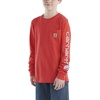 image:imageCarhartt Boys LongSleeve Logo Sleeve Pocket TShirt  Cotton Jersey  Midweight Cotton Is Soft Against The Skin But  Everyday WearBittersweet