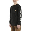 image:imageCarhartt Boys LongSleeve Logo Sleeve Pocket TShirt  Cotton Jersey  Midweight Cotton Is Soft Against The Skin But  Everyday WearCaviar Dark Black