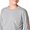 image:imageCarhartt Boys LongSleeve Logo Sleeve Pocket TShirt  Cotton Jersey  Midweight Cotton Is Soft Against The Skin But  Everyday WearCharcoal Grey Heather