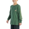 image:imageCarhartt Boys LongSleeve Logo Sleeve Pocket TShirt  Cotton Jersey  Midweight Cotton Is Soft Against The Skin But  Everyday WearCilantro