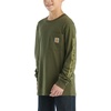 image:imageCarhartt Boys LongSleeve Logo Sleeve Pocket TShirt  Cotton Jersey  Midweight Cotton Is Soft Against The Skin But  Everyday WearDark Olive Green