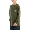 image:imageCarhartt Boys LongSleeve Logo Sleeve Pocket TShirt  Cotton Jersey  Midweight Cotton Is Soft Against The Skin But  Everyday WearDark Olive Green