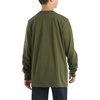 image:imageCarhartt Boys LongSleeve Logo Sleeve Pocket TShirt  Cotton Jersey  Midweight Cotton Is Soft Against The Skin But  Everyday WearDark Olive Green