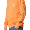 image:imageCarhartt Boys LongSleeve Logo Sleeve Pocket TShirt  Cotton Jersey  Midweight Cotton Is Soft Against The Skin But  Everyday WearExotic Orange
