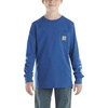 image:imageCarhartt Boys LongSleeve Logo Sleeve Pocket TShirt  Cotton Jersey  Midweight Cotton Is Soft Against The Skin But  Everyday WearGalaxy Blue