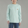 image:imageCarhartt Boys LongSleeve Logo Sleeve Pocket TShirt  Cotton Jersey  Midweight Cotton Is Soft Against The Skin But  Everyday WearPastel Turquoise