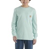 image:imageCarhartt Boys LongSleeve Logo Sleeve Pocket TShirt  Cotton Jersey  Midweight Cotton Is Soft Against The Skin But  Everyday WearPastel Turquoise