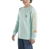 image:imageCarhartt Boys LongSleeve Logo Sleeve Pocket TShirt  Cotton Jersey  Midweight Cotton Is Soft Against The Skin But  Everyday WearPastel Turquoise