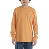 image:imageCarhartt Boys LongSleeve Logo Sleeve Pocket TShirt  Cotton Jersey  Midweight Cotton Is Soft Against The Skin But  Everyday WearTangerine