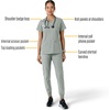 image:imageCarhartt Scrubs for Women Force CrossFlex Panel VNeck Tops with 3 PocketsGrey