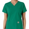 image:imageCarhartt Scrubs for Women Force CrossFlex Panel VNeck Tops with 3 PocketsHunter