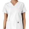 image:imageCarhartt Scrubs for Women Force CrossFlex Panel VNeck Tops with 3 PocketsWhite