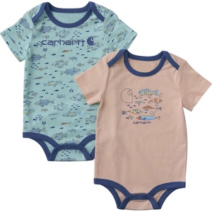 image:imageCarhartt Baby Boys ShortSleeve Pocket BodysuitBright Turquoise and Orange Fish Print