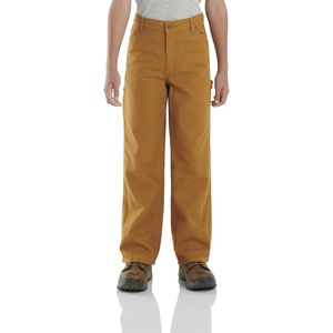 image:imageCarhartt Boys FlannelLined Canvas Dungaree PantsCarhartt Brown  Lined