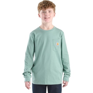 image:imageCarhartt Boys LongSleeve Logo Sleeve Pocket TShirt  Cotton Jersey  Midweight Cotton Is Soft Against The Skin But  Everyday WearPatina